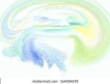 Abstract composition-  watercolor  background, spiral, wave, will tighten the vortex of the green, blue, yellow solar funnel- abstract composition