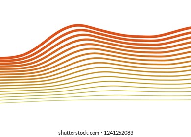 Abstract composition of wavy, colored, gradient lines on a white background. Vector image.