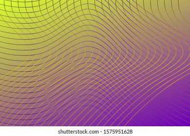 Abstract composition of a wavy, gradient, colored grid on a gradient background. Vector image.