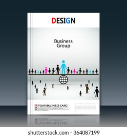 Abstract composition, white a4 brochure title sheet, manage human resources, HR organization chart, global people communication, international market, leadership, head, director, EPS 10 illustration
