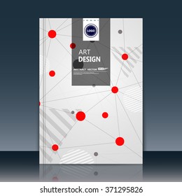 Abstract composition, white a4 brochure title sheet, red dot, line construction, bead, scientific materials, text frame surface, creative figure, logo sign, firm banner form icon, flier fashion, EPS10