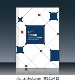 Abstract composition. White a4 brochure title sheet. Ad figure design. Annual report cover. Creative text frame surface. Firm banner form. Square block connection. Quadrate icon. Flyer fiber art.   
