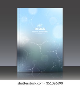 Abstract composition, white curve lines construction icon, blue a4 brochure title sheet, display wallpaper theme, sign texture surface, business backdrop, figure sequence, fiber, EPS10 illustration