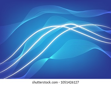 Abstract composition of white lines on a blue background. EPS 10.