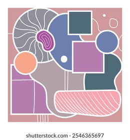 Abstract composition, white outline shapes