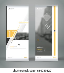 Abstract composition. White roll up brochure cover design. Info banner frame. Text font. Title sheet model set. Modern vector front page. City view brand flag. Triangle figures icon. Ad flyer fiber
