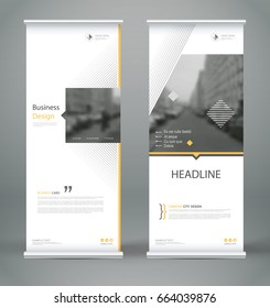Abstract composition. White roll up brochure cover design. Info banner frame. Text font. Title sheet model set. Modern vector front page. City view brand flag. Triangle figures icon. Ad flyer fiber