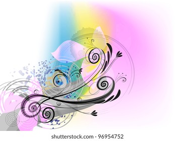 Abstract Composition of the whorls, circles and lines 