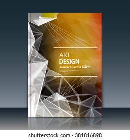  Composición abstracta. Folleto amarillo a4. Diseño de figuras publicitarias.Informe anual. Superficie de marco de texto creativo. Forma de banner en firme. facetas de cristal ámbar. Dibujo de fibra de volante. Icono de logotipo.    
