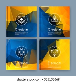 Abstract composition, yellow, blue business card set, info text, elegant geometric font texture, brochure title sheet, creative figure icon, sale flyer fiber, brand logo, trademark  EPS10 banner form