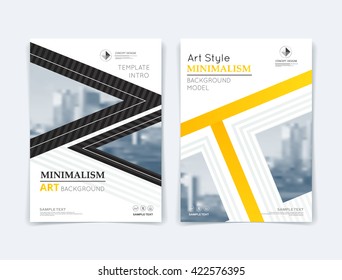 Abstract composition. Yellow, blue, triangular texture. Black dots, lines, part construction. White brochure title sheet. Header. Creative figure icon surface. Triangle section banner form. Flyer font