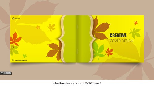 Abstract composition, yellow brochure title sheet, autumn events advertisement, seasonal sale flyer, biological carving, botanical print, eco design, ecological mode, EPS 10 vector illustration 