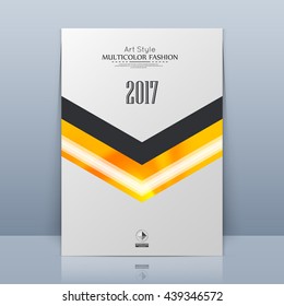 Abstract composition. Yellow colored line, black stripe section trademark construction. White brochure title sheet. Creative figure logo icon. Commercial offer banner. Flyer fiber. Headline elements.