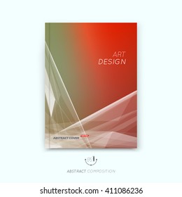 Abstract composition, yellow, orange font texture, white stripe section surface, lines construction, red a4 brochure title sheet, creative figure vector art, commercial offer, banner form, flyer fiber