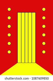 An abstract composition of yellow shapes in a red space - Vector