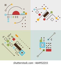 Abstract composition,abstract elements collection, Set of vector images.