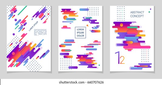 Abstract compositions from the rounded bands, futuristic and modern colors. Vector templates for posters, banners, flyers and presentations.