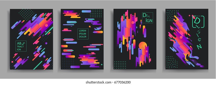 Abstract compositions from the rounded bands, futuristic and modern colors. Vector templates for posters, banners, flyers and presentations.