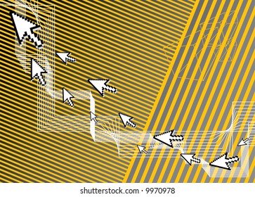 Abstract computer background with arrows (mouse pointers)