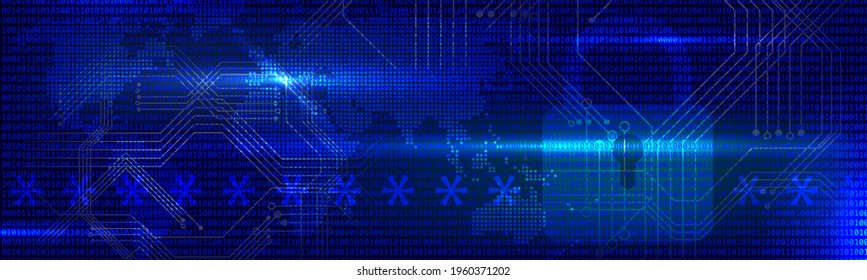 Abstract computer background with code and lock - security IT concept. Vector illustration.