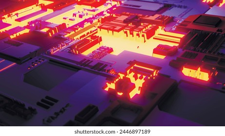 Abstract computer board can be used to describe technological processes, science and education. Information engineering component. Can be used as digital dynamic wallpaper. 3D Vector illustration.