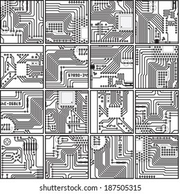 Abstract computer circuit board pattern - vector seamless electronics texture eps8