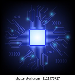 abstract Computer CPU with circuit line technology concept background vector illustrations 