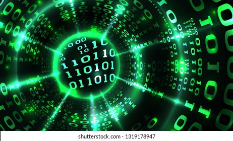 Abstract computer data background matrix binary code, data stream, abstract firewall. Hacking computer system, database, internet server with virus, malicious code. Vector illustration