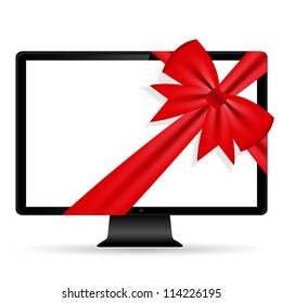Abstract Computer display with bow isolated on white baskground.Vector illustration