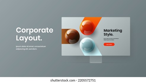 Abstract computer display mockup banner illustration. Amazing site screen design vector layout.