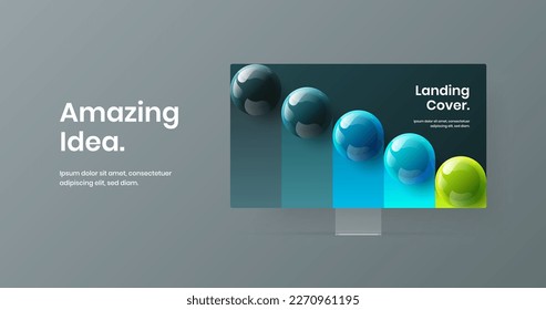 Abstract computer display mockup banner layout. Minimalistic presentation design vector illustration.