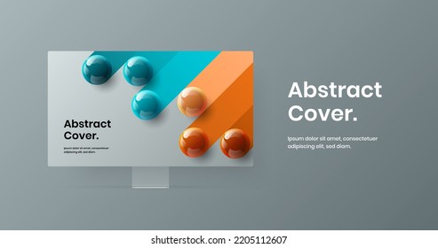 Abstract computer display mockup landing page illustration. Unique web project vector design concept.