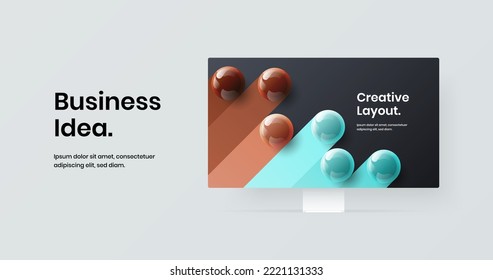 Abstract computer display mockup web banner concept. Bright presentation design vector illustration.