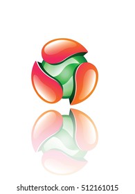 Abstract computer graphic 3d sphere with design elements. Vector illustration of logo for your design.  