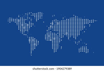 Abstract Computer Graphic World Map Of Blue Round Dots. Vector Illustration.