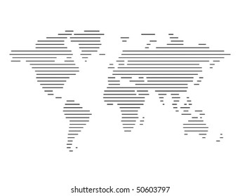 Abstract computer graphic World map of lines. Vector illustration.