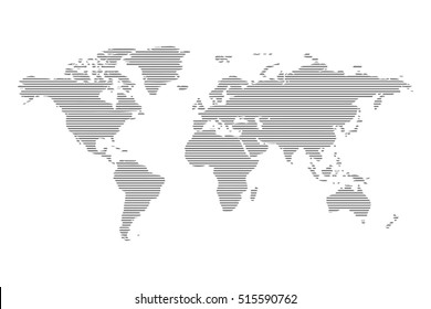 Abstract computer graphic World map of lines. Vector illustration.