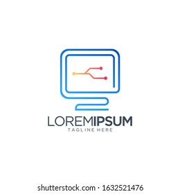 Abstract Computer Logo Design Vector Template
