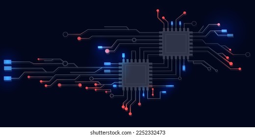 Abstract computer microprocessor circuit board vector background.