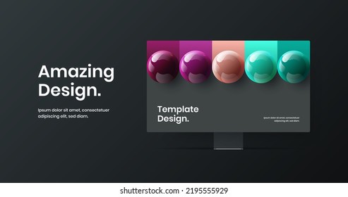 Abstract computer monitor mockup banner illustration. Vivid website screen vector design template.