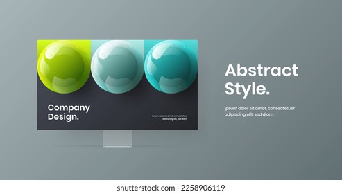 Abstract computer monitor mockup banner concept. Premium landing page design vector illustration.
