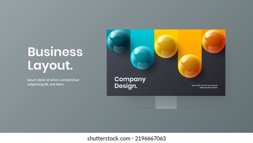 Abstract computer monitor mockup presentation illustration. Simple website screen design vector template.