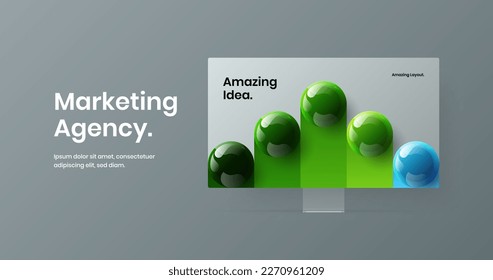 Abstract computer monitor mockup presentation concept. Colorful landing page vector design layout.