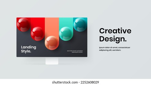 Abstract computer monitor mockup web banner illustration. Amazing website vector design template.