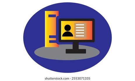 Abstract Computer monitor page list selected animation,simple people profile list animation.