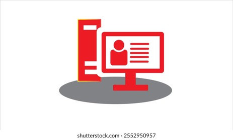  Abstract Computer monitor screen people profile list animation on white background.