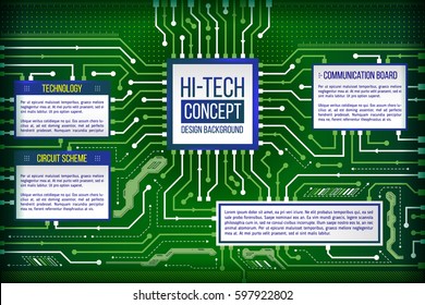 Abstract computing circuit background. Digital technology data concept. Futuristic motherboard system. Hardware communication between chip and cpu. Illustration of hi-tech computer technology.