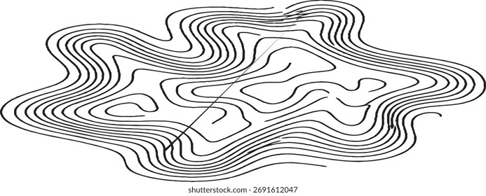 Ilustración de líneas de arcos concéntricos Abstractas Diseño minimalista en blanco y negro