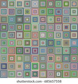 Abstract concentric background of squares. Geometric mosaic of squares