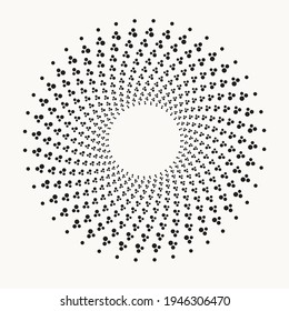 Resumen del fondo espiral de medio tono de círculo concéntrico. Fondo helix de puntos circulares y radiales. Círculo concéntrico punteado. Espiral, giratoria, elemento de diseño de vector twirl para diversos fines.